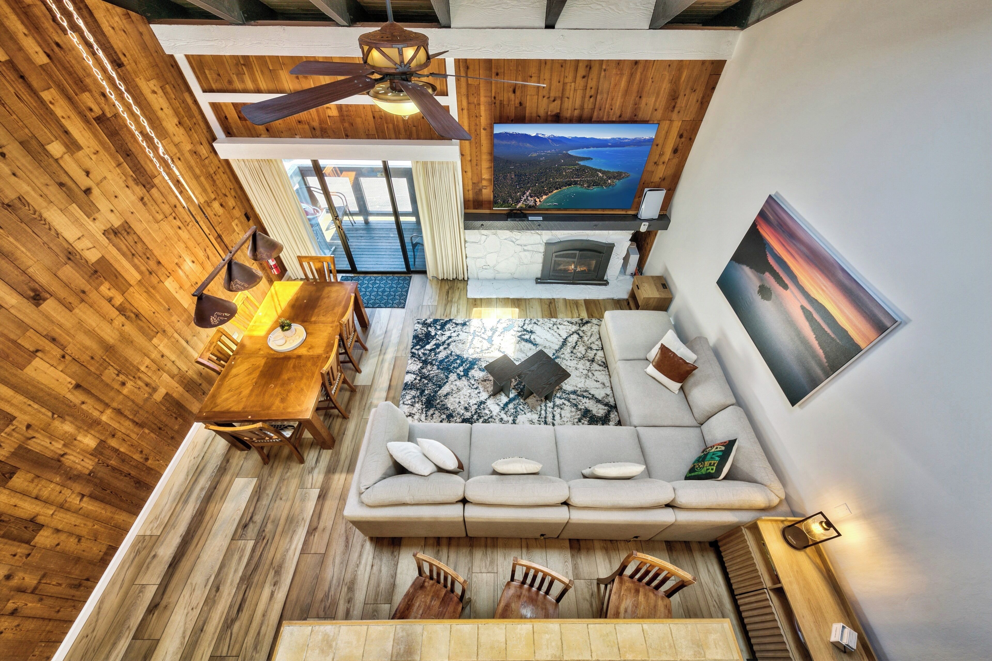 TV, fireplace, video game console