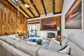 TV, fireplace, video game console