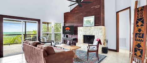 TV, fireplace