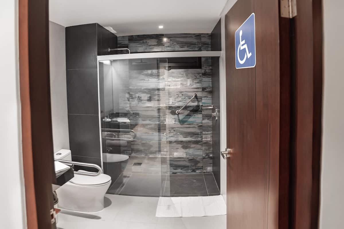 free toiletries, hair dryer, towels, soap