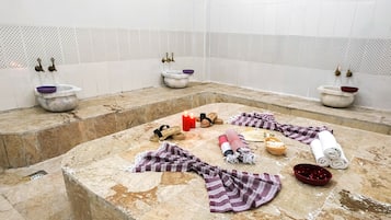 Turkish bath/hammam, aromatherapy, deep-tissue massages, sports massages