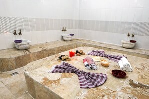 Turkish bath/hammam, aromatherapy, deep-tissue massages, sports massages