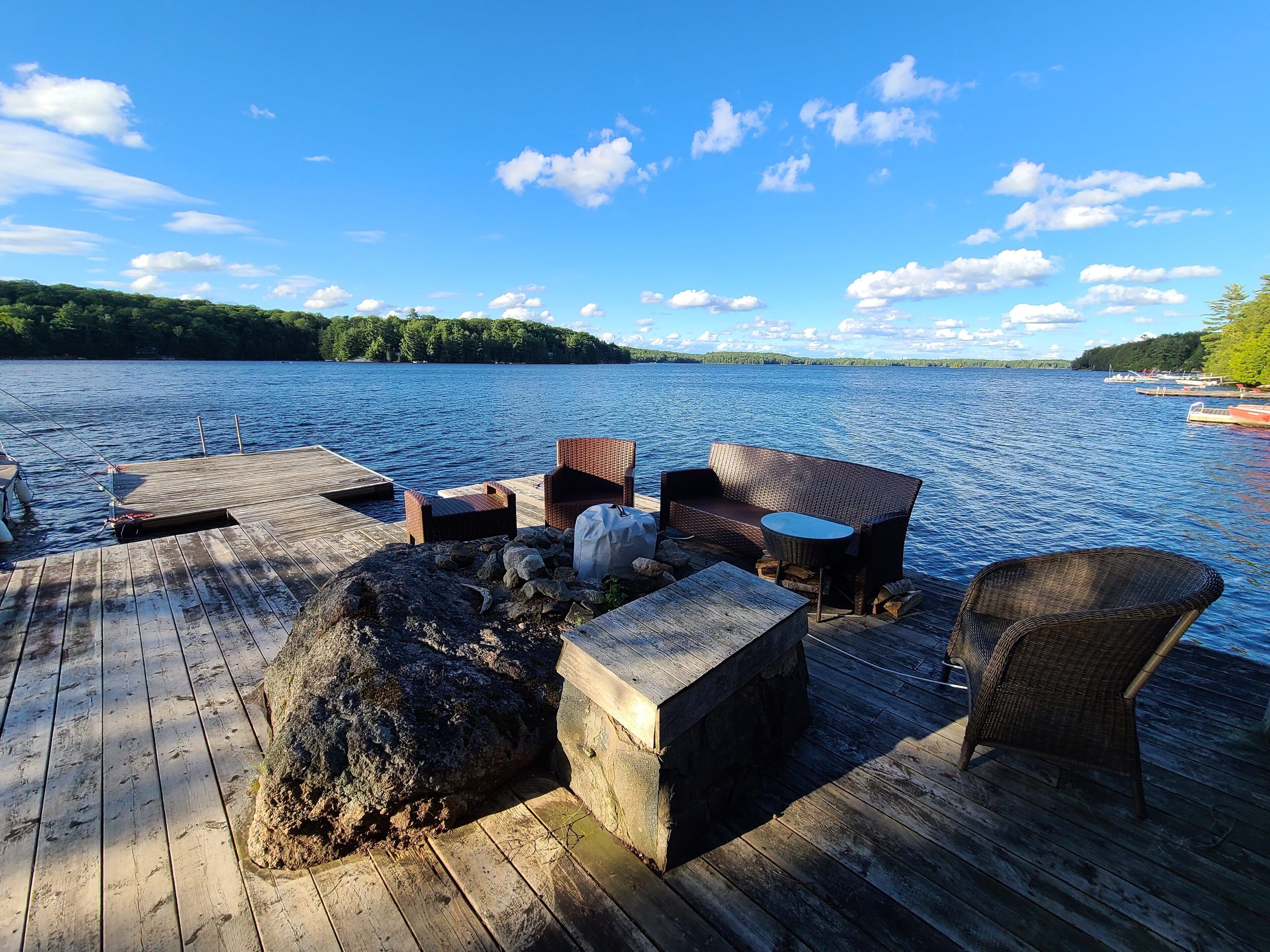 Stunning deck view with the outdoor firepit.