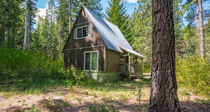 Cozy 2BR cabin in Plain/Lake Wenatchee with fireplace, AC, and parking. Pet-friendly