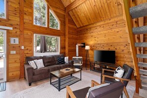 Télévision, cheminée, console de jeux vidéo, lecteur de DVD