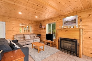 Smart TV, chimenea, videojuegos, videoteca