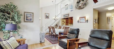 TV, fireplace, table football, books