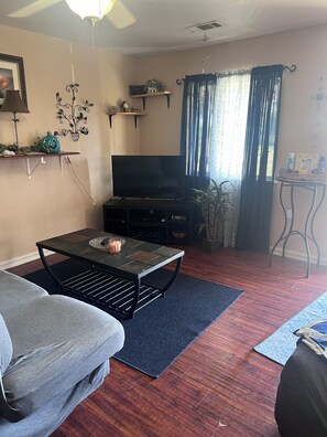 TV, DVD player, books