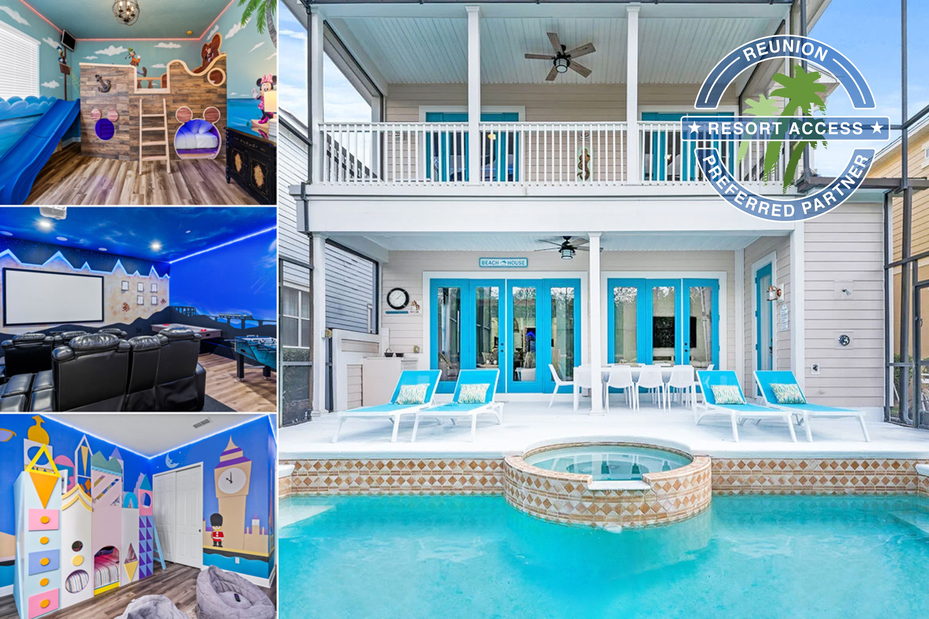 Una piscina climatizada, sillones reclinables de piscina