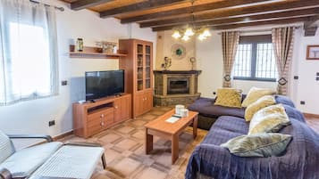 Televisión y chimenea