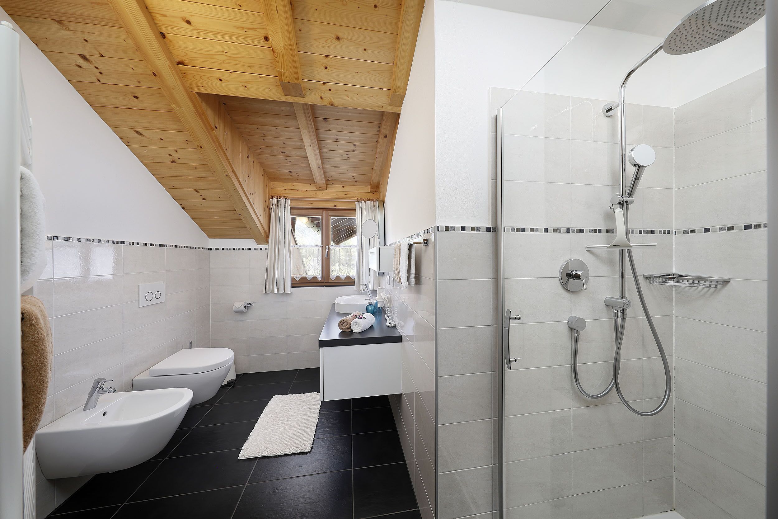 Dusche, Haartrockner, Bidet, Handtücher
