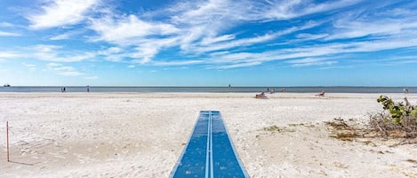 On the beach, beach towels