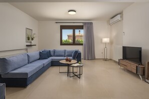 Deluxe Villa, 5 Bedrooms, Private Pool | Living area | LED TV - Orange Tree Villas (Kassandra)