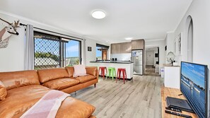 TV, DVD player, books