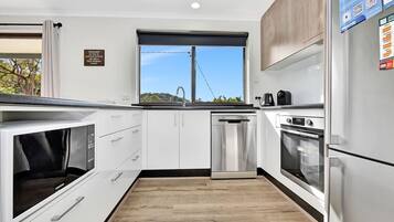 Fridge, microwave, oven, dishwasher