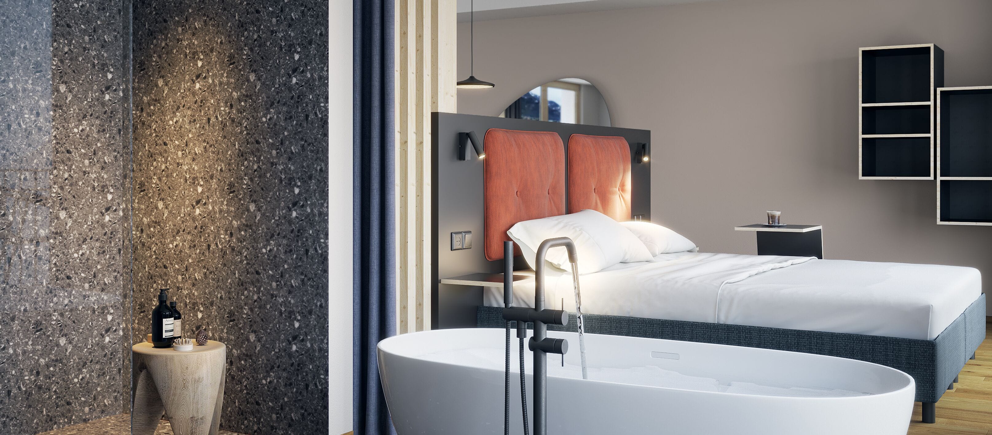 exclusive studio suite | bathroom | free toiletries, hair dryer, heated floors, towels