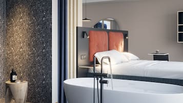 Exclusive Studio Suite | Bathroom | Hair dryer, heated floors, towels, soap