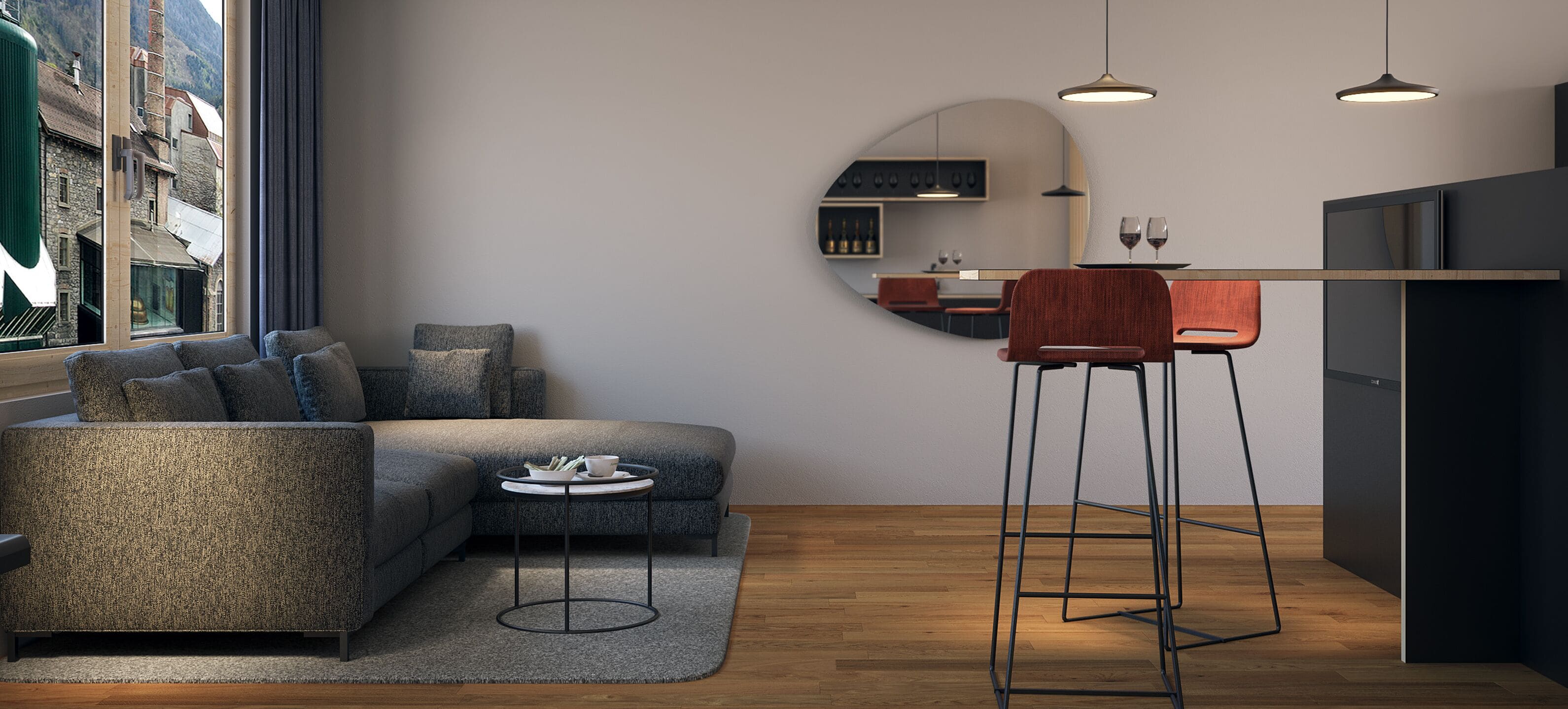 exclusive studio suite | living area | flat-screen tv