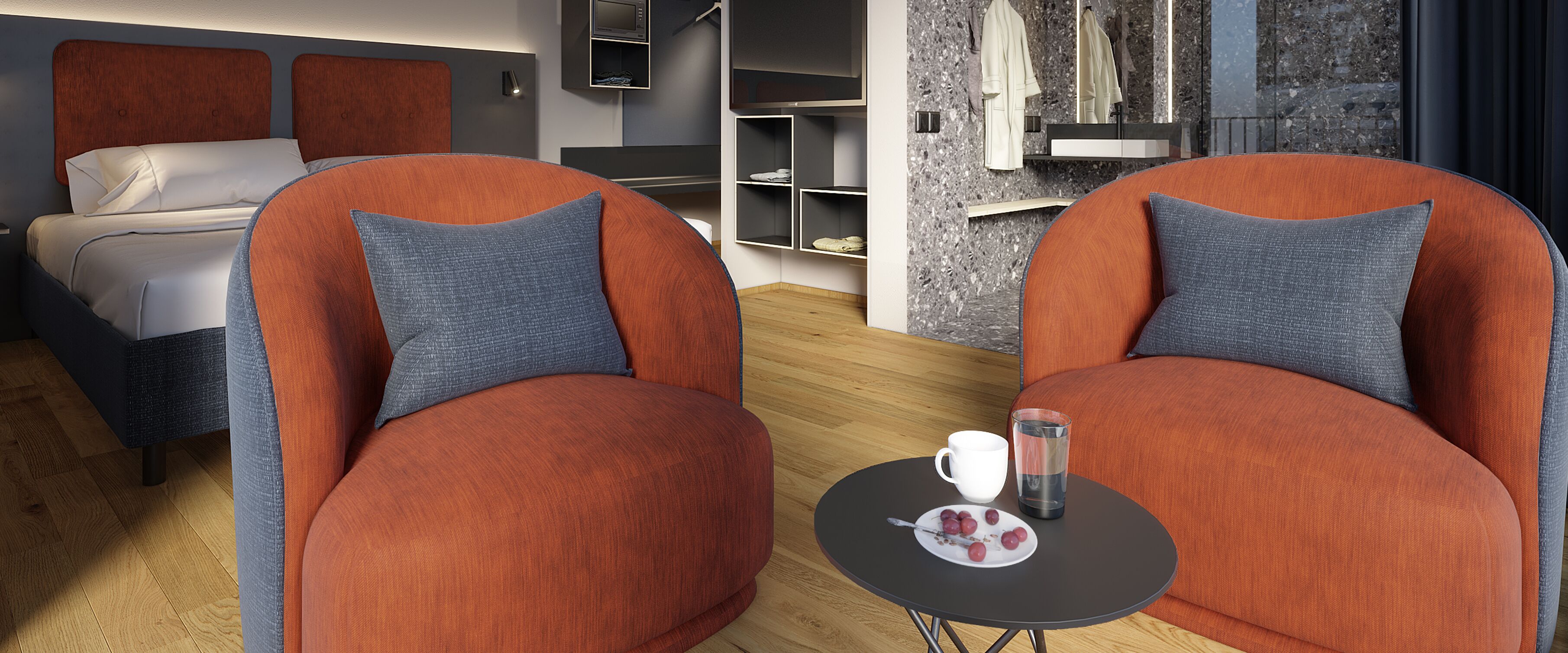 panoramic double room | in-room safe, desk, blackout curtains, soundproofing