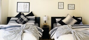 4 bedrooms, desk, iron/ironing board, travel cot