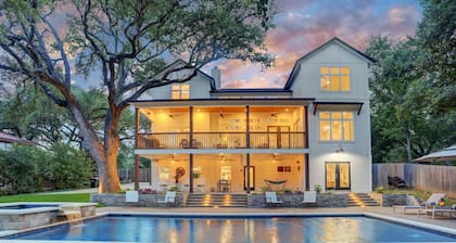 7BR Austin Retreat | Pool, Spa, Game Room & Creekside Views for Groups & Family