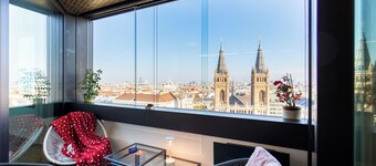 Roof-top panorama suite with distant views over Vienna