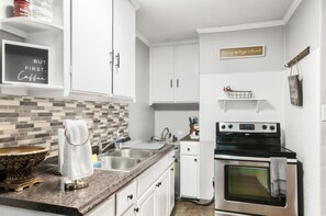 Microwave, oven, stovetop, coffee/tea maker