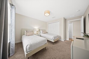 4 bedrooms, iron/ironing board, travel crib, internet