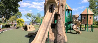 Serene upstairs apt. Walk to town, train, & beach ferry! Off-street parking.