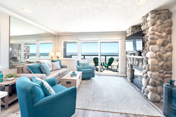 TV, fireplace, offices