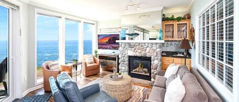 TV, fireplace, offices