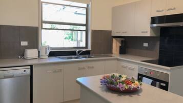 Fridge, microwave, oven, dishwasher