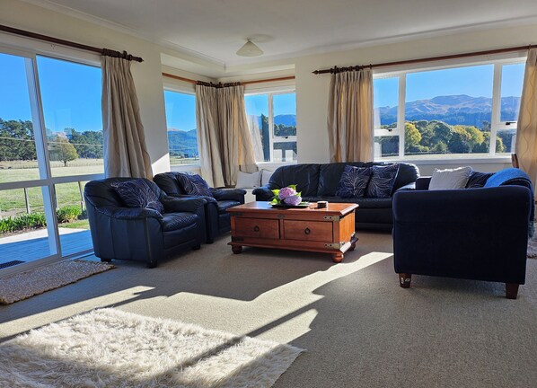 Televisio, takka, kirjoja