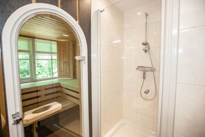 Shower, jetted tub