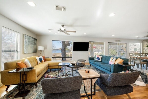 Smart TV, table football, ping pong, books