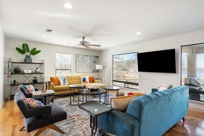 Smart TV, table football, ping pong, books