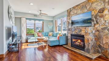 TV connectée, cheminée, chaßne hi-fi