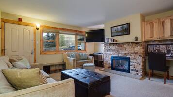 TV, fireplace