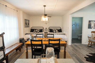 Farmhouse bed and bath with pool and hot tub