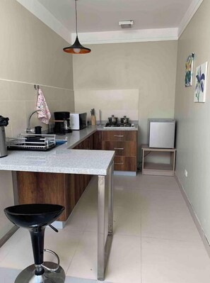 Kjøleskap, mikrobølgeovn, oppvaskmaskin og kaffetrakter/tekoker