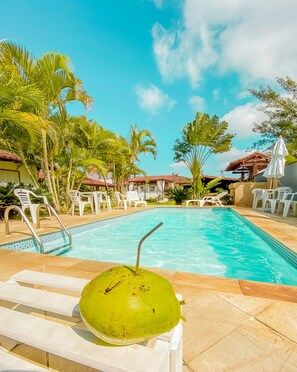 Outdoor pool, open 10:00 AM to 8:00 PM, sun loungers