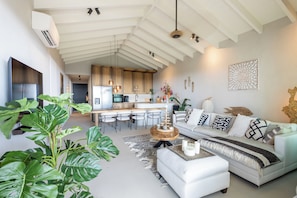 Three-Bedroom Superior Penthouse Apartment | Living area | 38-inch Smart TV with digital channels, TV