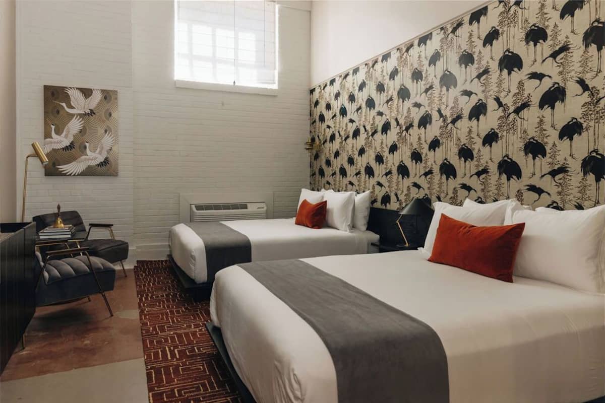 Double Queen Second Floor | Premium bedding, minibar (some free items), laptop workspace