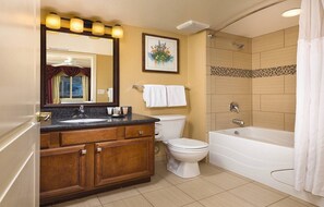 Combined shower/bathtub, jetted bath, hair dryer, bidet