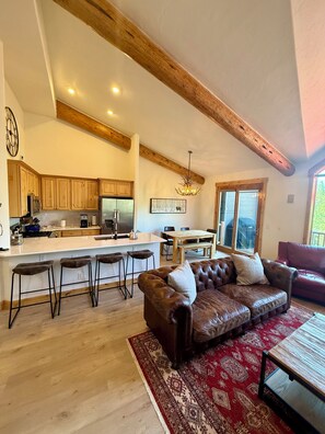 Smart TV, fireplace, stereo