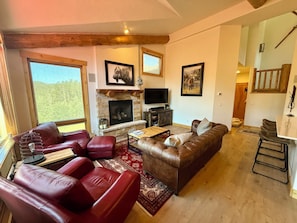 Smart TV, fireplace, stereo