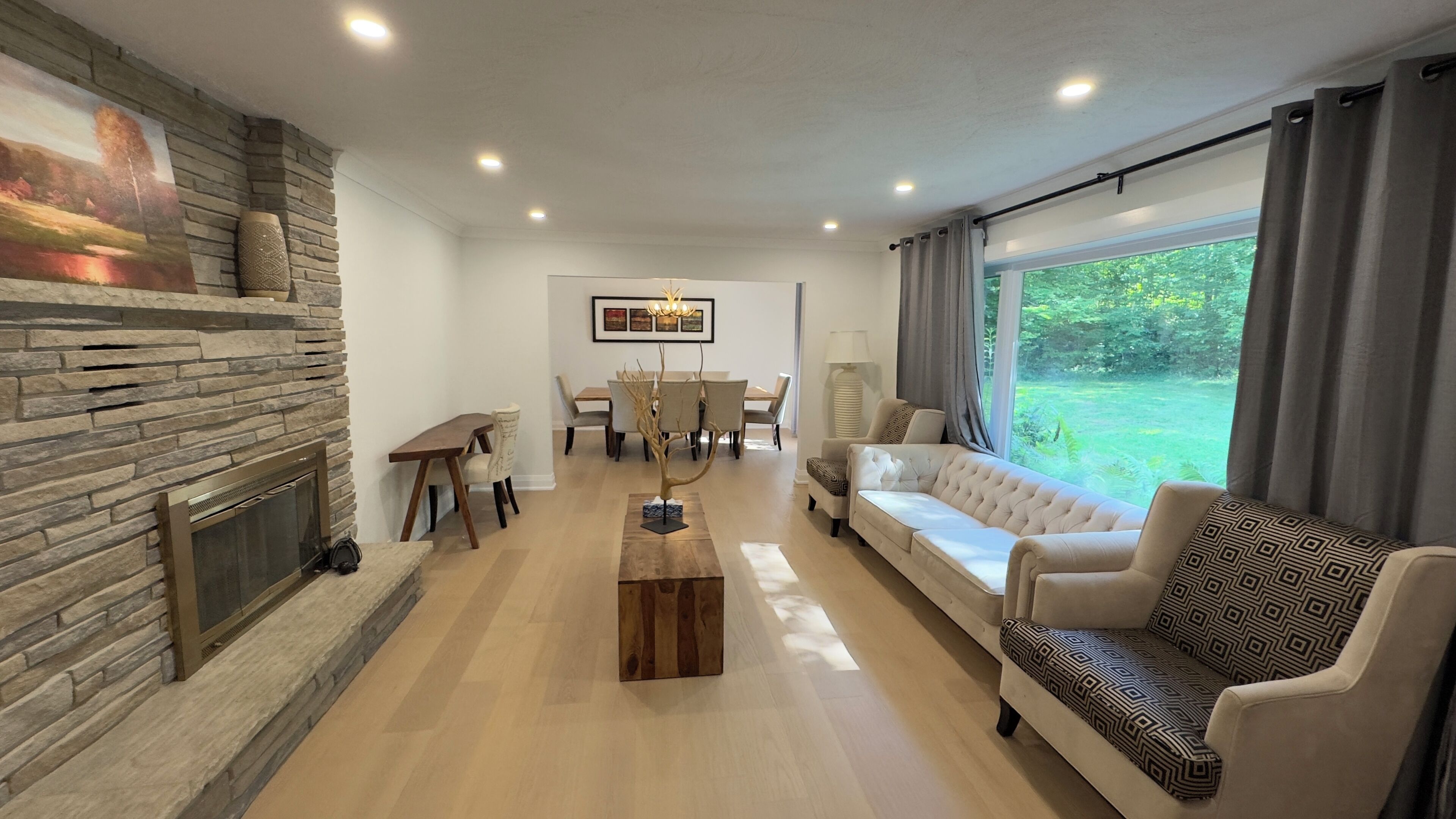 Smart TV, fireplace, toys