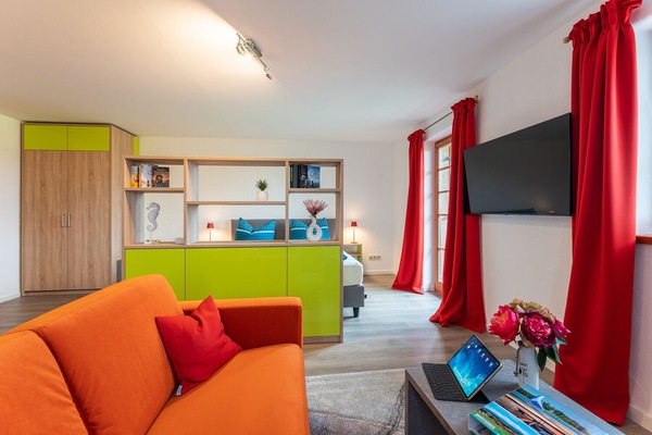 Ferienwohnung "Jakobo" 44qm, Balkon-Der Wohnbereich