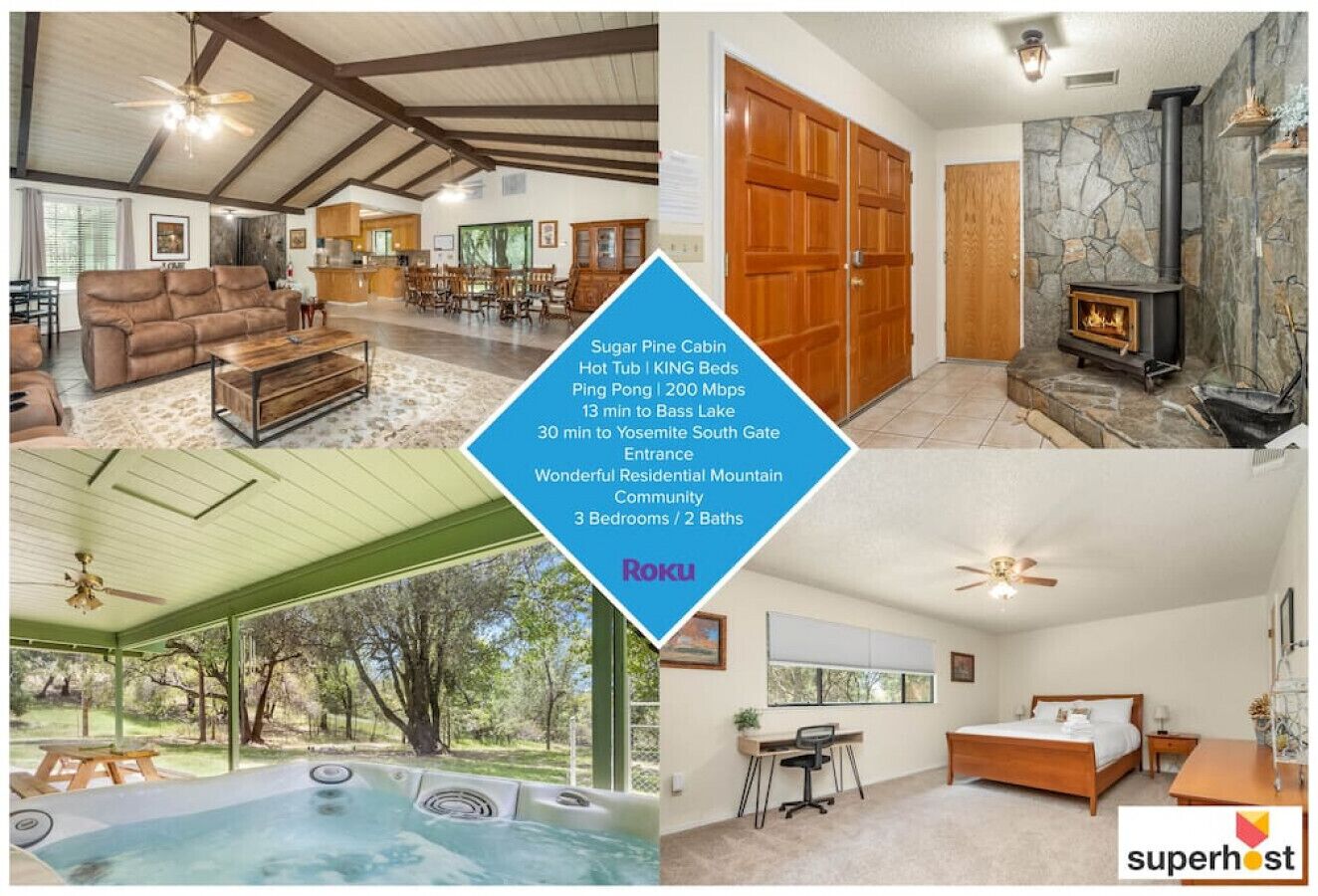 Sugar Pine Cabin - Jacuzzi -KING Beds - Ping-Pong