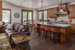 Smart TV, fireplace, video games, DVD player